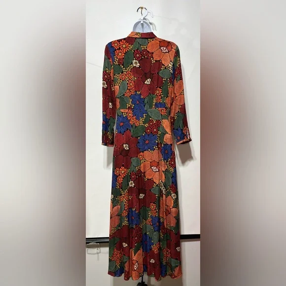 FARM Rio Red Orange Blue Green Floral Maxi Dress - Picture 3 of 11